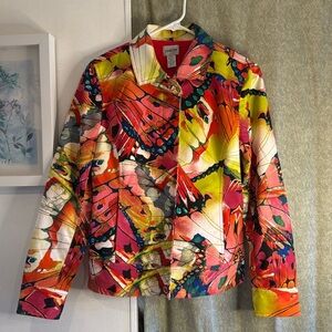 Chico's multi-coloured butterfly print button-up shirt size 0 #fairycore